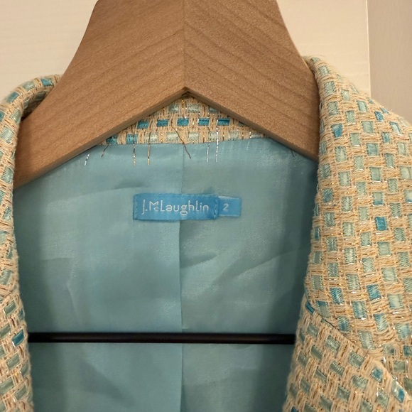 J. McLaughlin Women's Tweed Blazer Jacket Size 2 Blue Lurex - Picture 4 of 6
